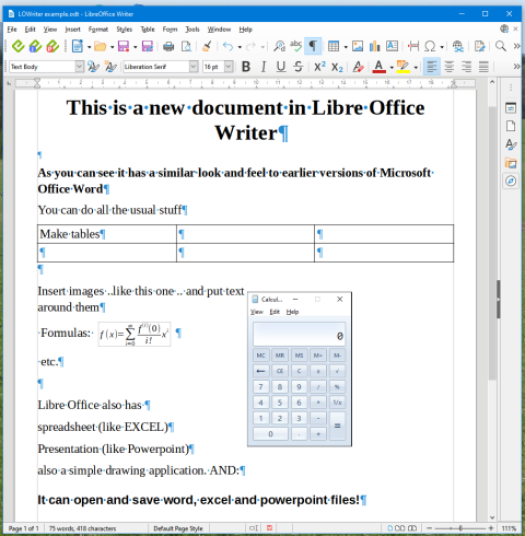 Image of libre office writer